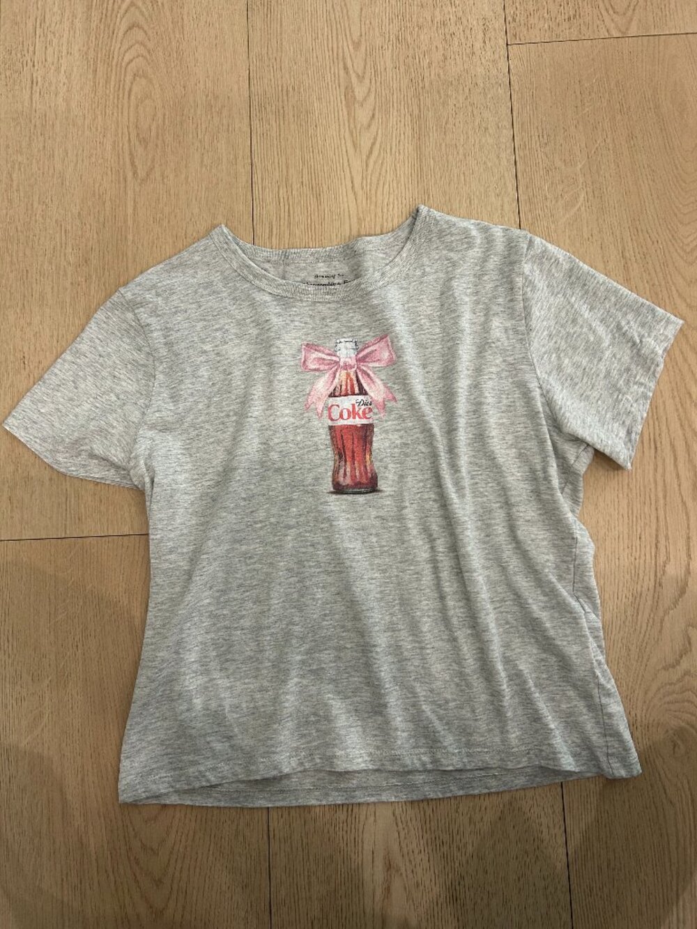 Abercrombie & Fitch Light Gray Tee with Pink Bow Coke Graphic